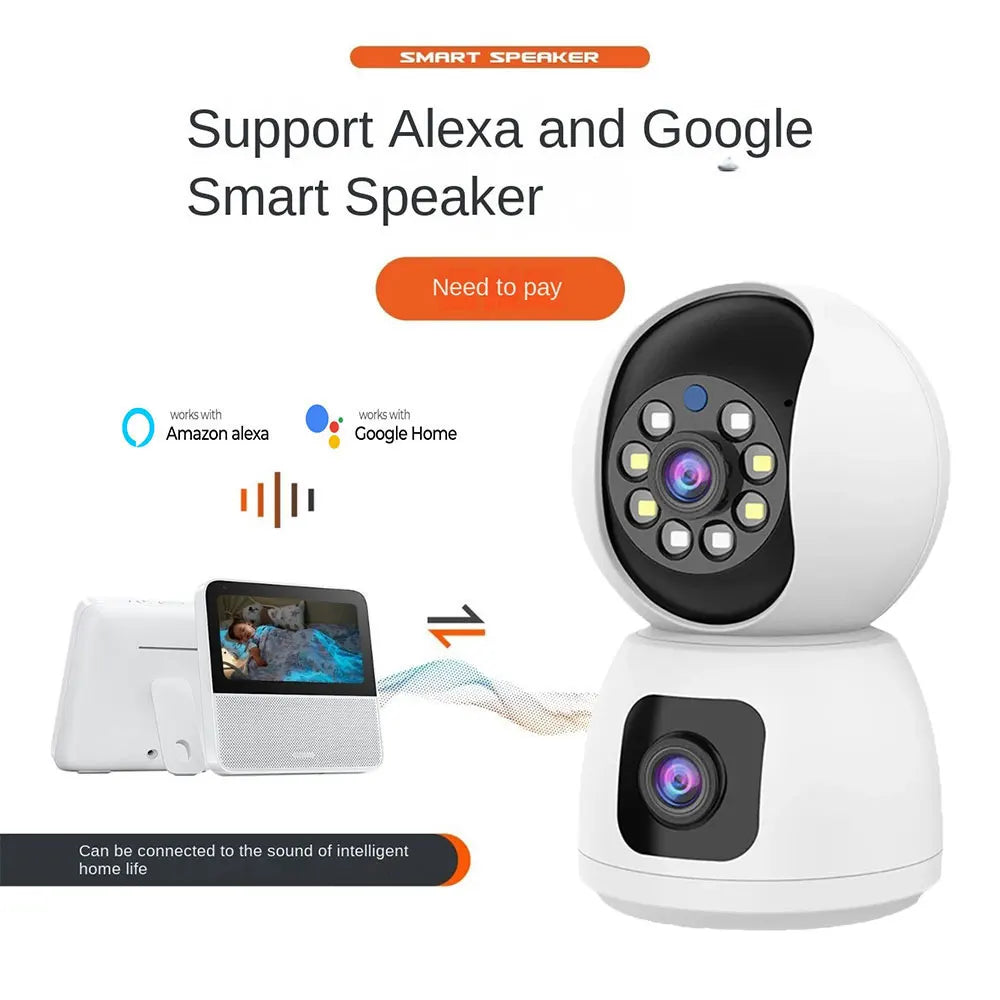 8MP Dual Lens Tuya 5G WIFI IP Camera 4K HD Dual Screen PTZ Home Security Camera Auto Tracking Indoor Wireless Video Surveillance