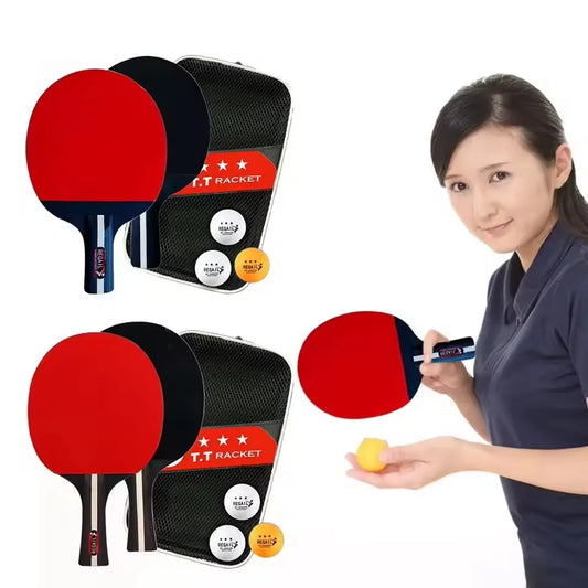 Professional Table Tennis Racket Set with 2 Paddles And 3 Balls - Includes Storage Bag Ping Pong Kit for Sports Enthusiasts