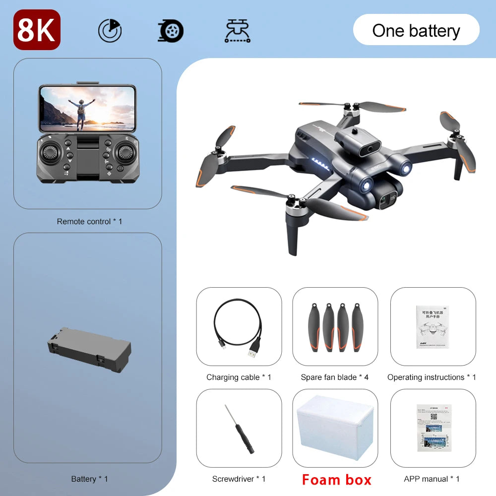 Popular S1S drone 8K high-definition dual camera brushless motor four axis foldable obstacle avoidance aircraft children's toy