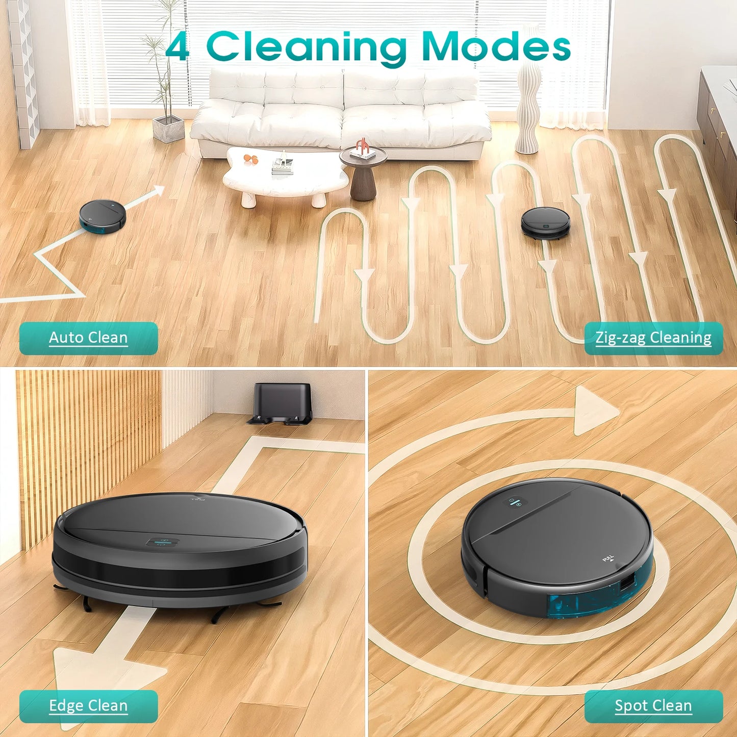Noreter Robotic Vacuum 35KPa Auto-Charge/Vacuum-Mop 2-in-1 Programmable Cleaner Hardwood/Tile/Carpet Smart Cleaning System