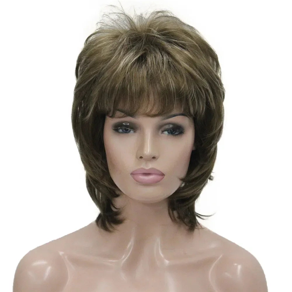 StrongBeauty Women Synthetic wig Short Hair Auburn/Blonde Natural wigs Capless Layered Hairstyles