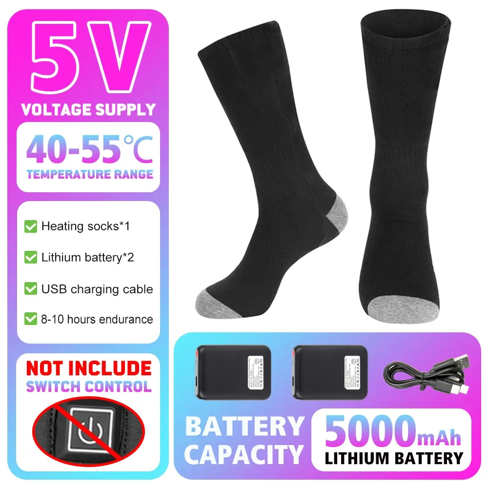 Winter Heated Sock Rechargeable Battery Stocking Men Women Electric Heating Ski Socks Sports Thermal Warmer Foot