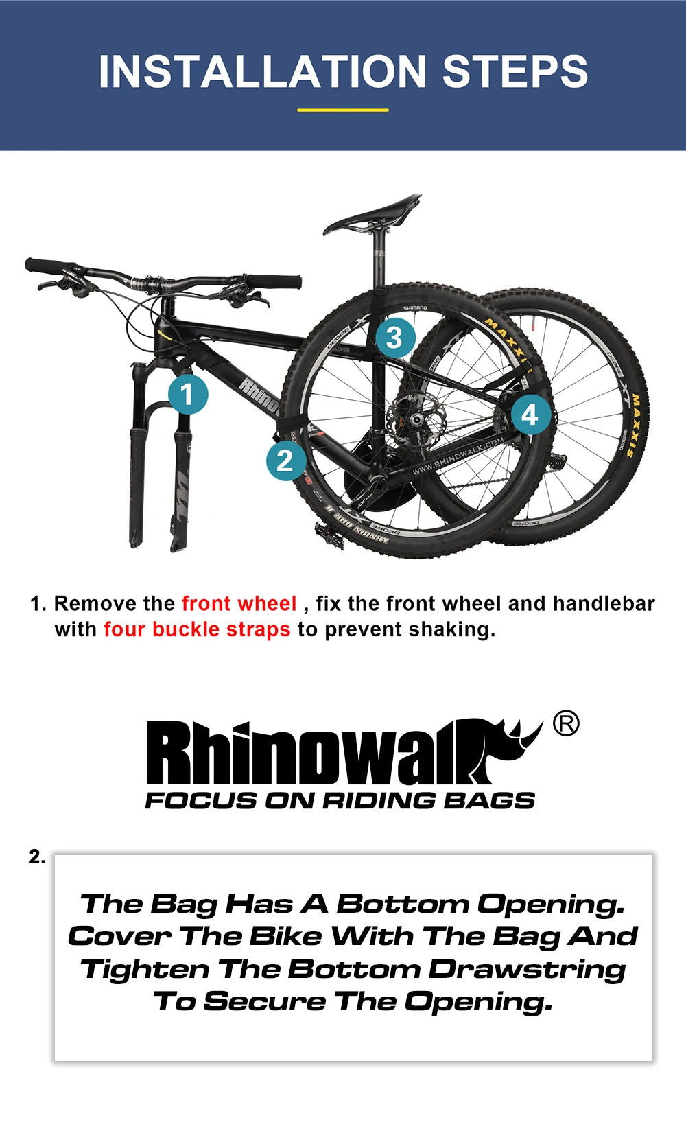 Rhinowalk Road Bicycle Storage Bag Cover Portable Fits 27.5" And below MTB/700C Road Bike Light Bike Travel Carry Shoulder Bag