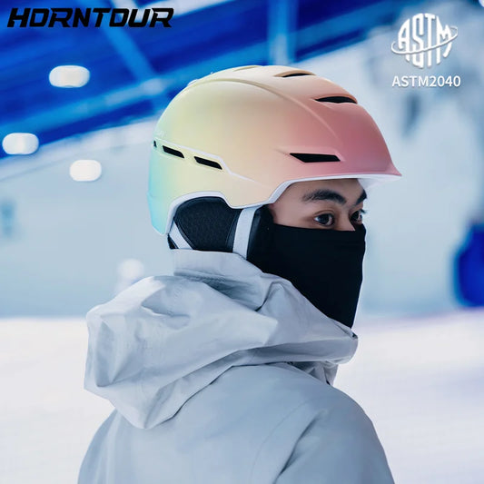 Horntour professional integrated ski helmet anti-collision warmth men and women outdoor single board double board ski equipment