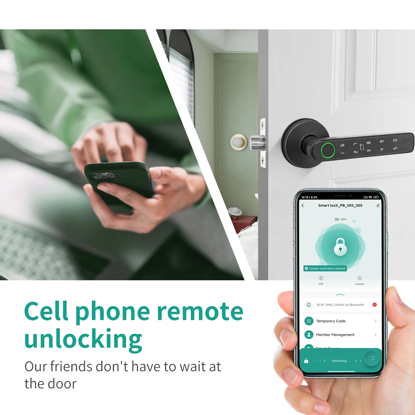 Tuya 5-in-1 Door Lock Smart Home Products Fingerprint Locks	Remote Control App Unlock Support Password IC Card Key Unlock