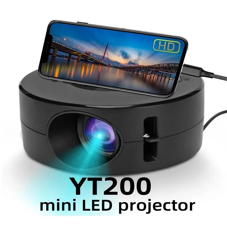 YT200 mini projector led mobile video home theater media player kids gift cinema wired same screen projector for iPhone Android