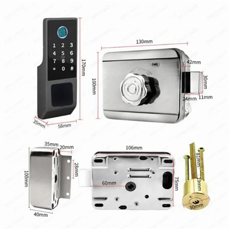 Outdoor Waterproof Tuya Smart Lock with Remote Control IC Card Digital Key-pad Electronic Biometria Security Lock For Gate Door