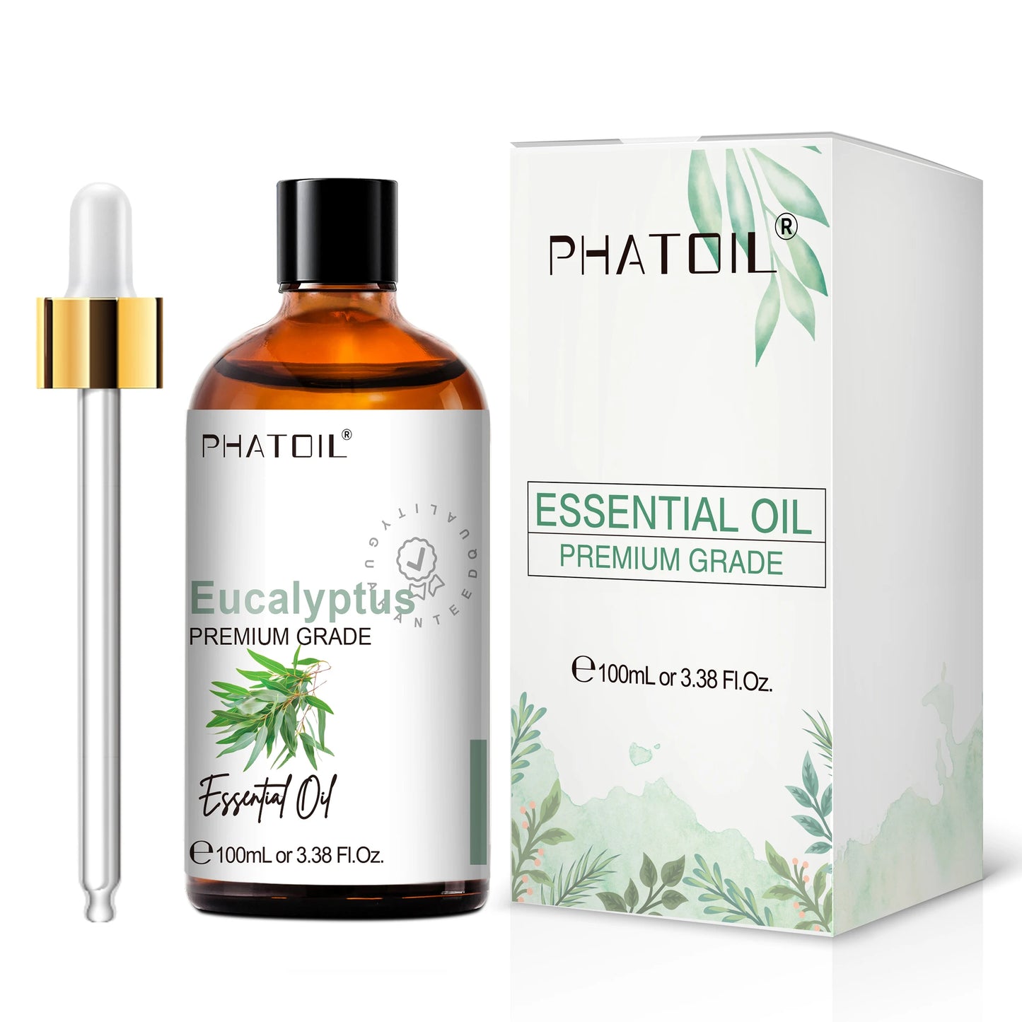 PHATOIL 100ml Pure Aromatherapy Essential Oil For Diffuser, Massage & Skin Care-Eucalyptus Peppermint Vanilla Bergamot Tea tree