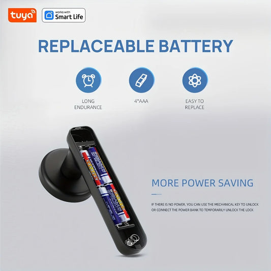 Tuya Smart Door Lock Fingerprint Password Key App 4-in-1 Unlock Electronic Digital Handle Lock Apartment Home