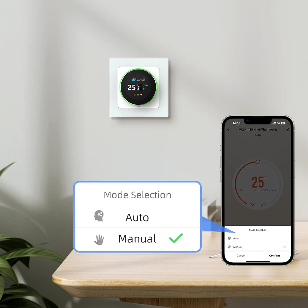 AVATTO Tuya WiFi Smart Knob Thermostat Temperature Controller For Water Gas Boiler Electric Heating Works With Alexa Google Home