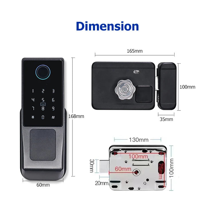 TTLock WIFI Version Built In Gateway Fingerprint Waterproof Outdoor Gate Passcode Rfid Card Keyless Smart Door Lock