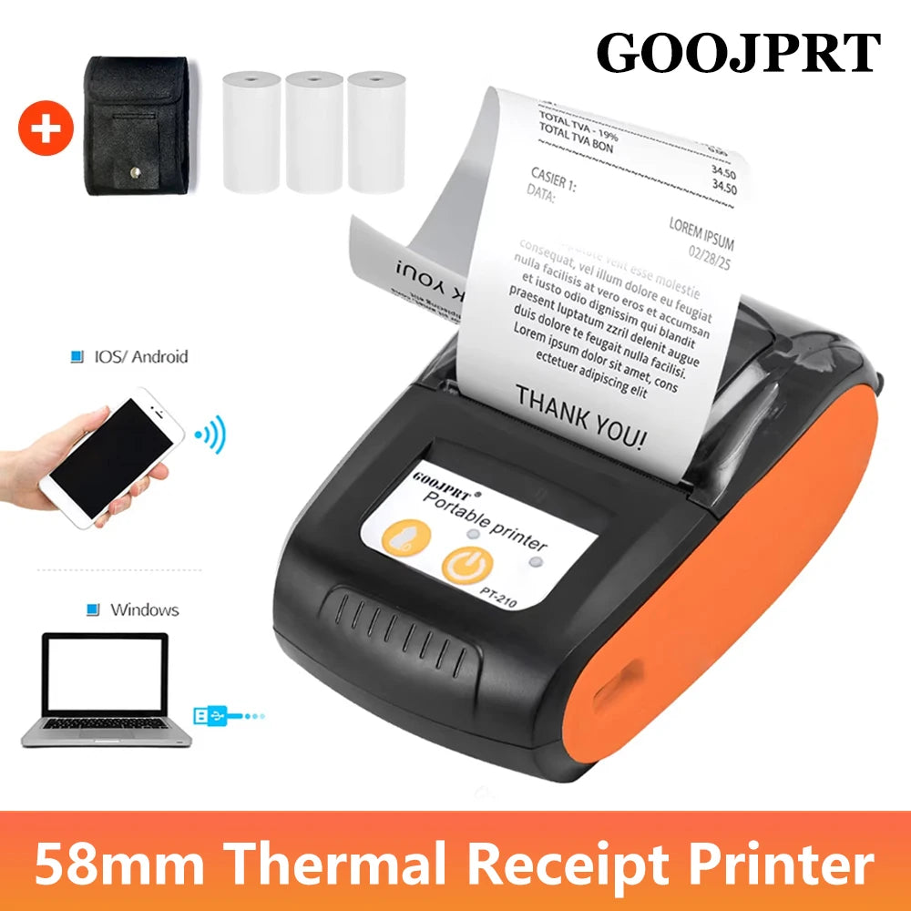 Mini Receipt Printer Portable, Bluetooth, Ticket ,Bill Receipt, POS, iOS/Android