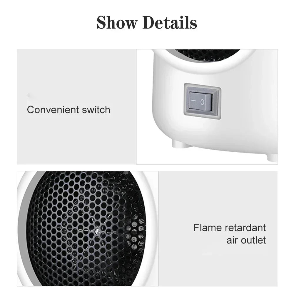 400W Mini Electric Heater 2-speed Quick Heating Home Electric Heater 220V/110V Hot Fan Overheating Protection Air Heat