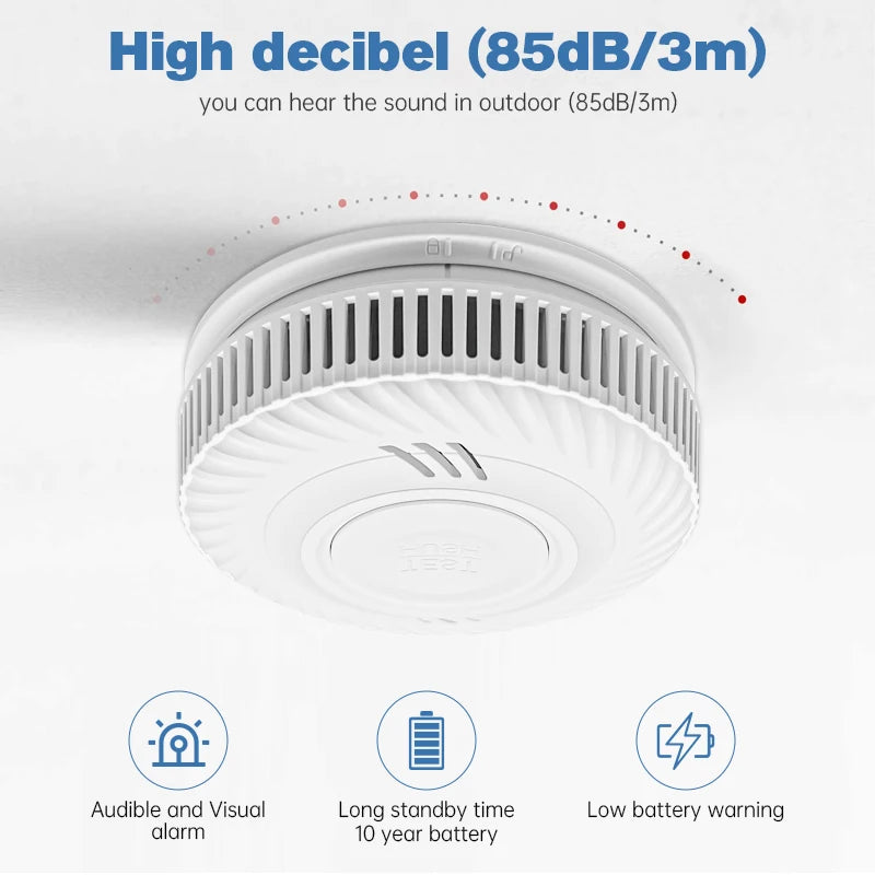 Built-in 10 Year Battery Smoke Detector WiFi Function Tuya Smart Home Parlor Child Room Kitchen Shop Fire Sound Alarm SensorSmoke DetectorsGoWisse.com