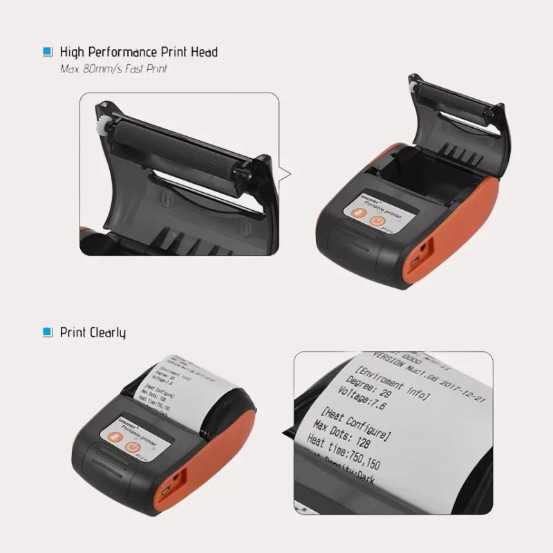 Mini Receipt Printer Portable, Bluetooth, Ticket ,Bill Receipt, POS, iOS/Android
