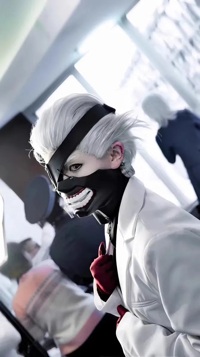 Tokyo Ghoul Mask Anime Kaneki Ken Cosplay Masks Halloween Party Masks Cosplay Ghoul Kinkiken Zipper Mouth Mask Scary Masque