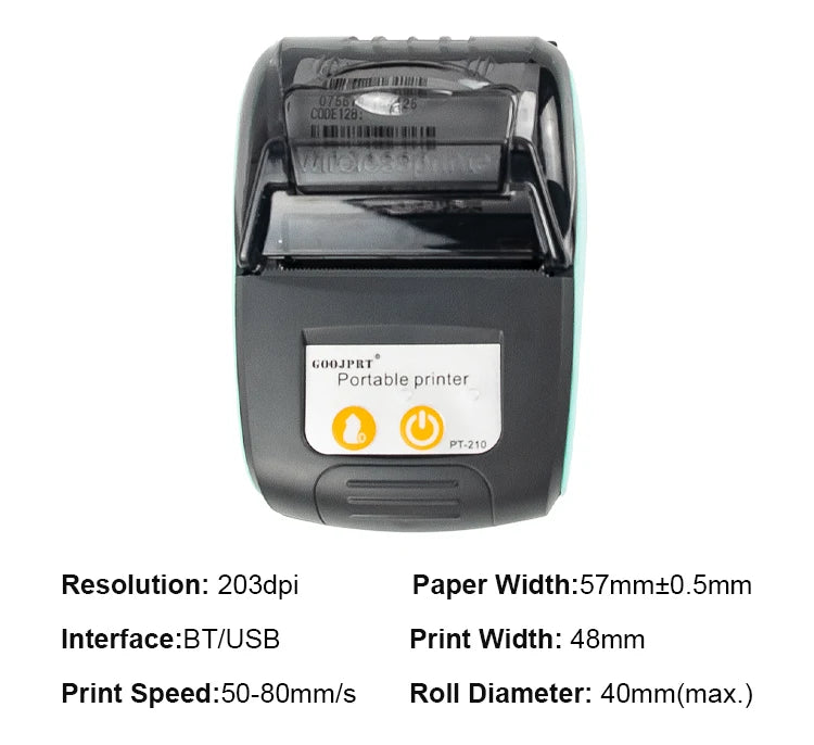 Mini Receipt Printer Portable, Bluetooth, Ticket ,Bill Receipt, POS, iOS/Android