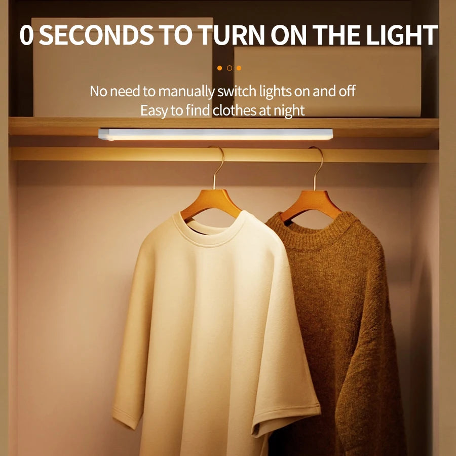 Motion Sensor LED Cabinet Light USB Rechargeable Wireless Night Lamp for Bedroom Kitchen Wardrobe Closet Staircase Lighting