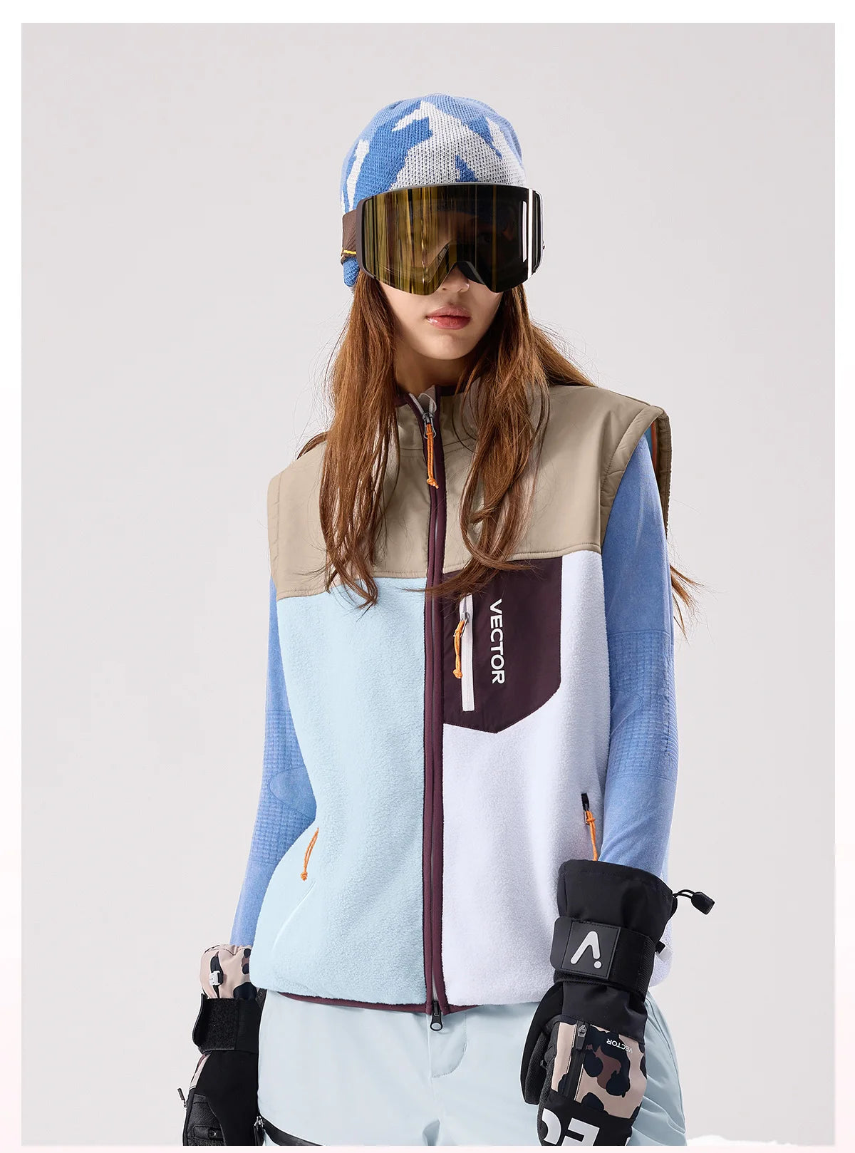 VECTOR Brand Fleece Jacket with Detachable Sleeves for Windproof Warm Anti-static Outdoor Sports Skiing Hiking Daily Wear