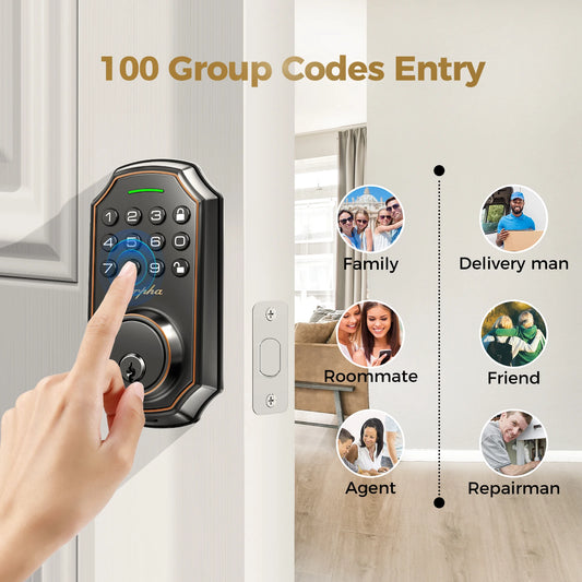 Arpha Smart Lock D180 100 Entry Codes 16 Anti Peeping Password Electronic Keypad Deadbolt Electronic Door Lock Low Battery Alarm