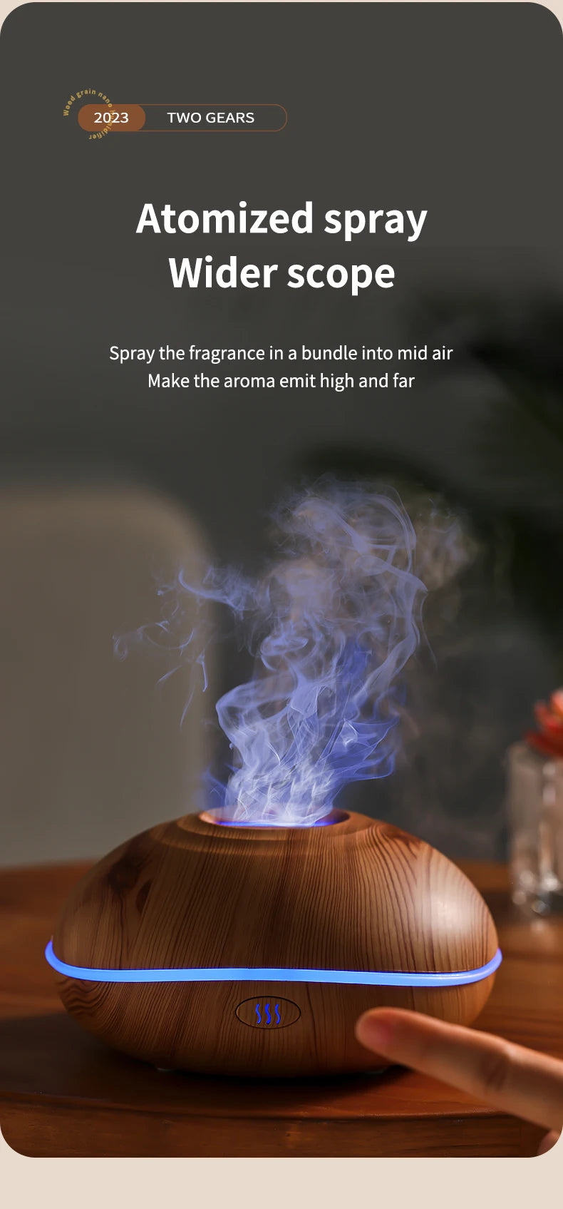 Air Humidifier Aromatherapy Essential Oil Diffuser Wood Grain 200ml Ultrasonic Remote Control 7 Color Lights For Home Bedroom