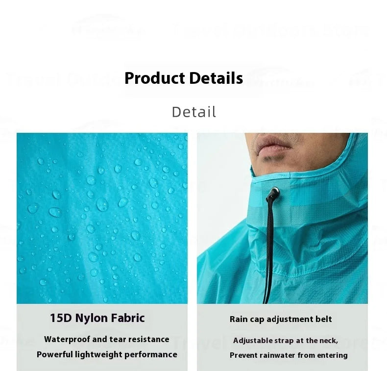 3F UL GEAR Sleeve Raincoat Lightweight Windproof and Waterproof PU5000mm 3D Silicon Coating Fabric About 180g Nylon Polyester