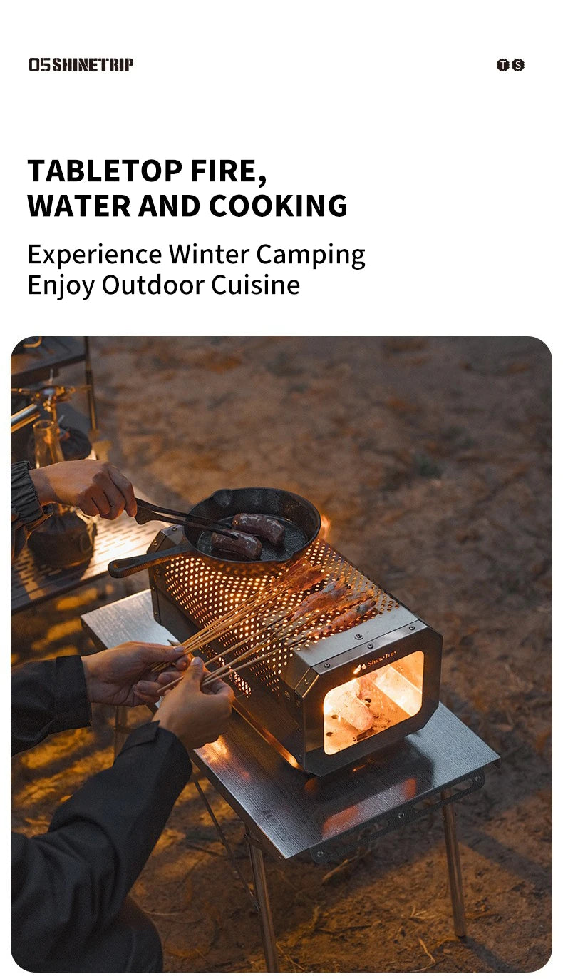ShineTrip Camping Portable Stainless Steel Folding Table BBQ Heat Resistant Table Outdoor Honeycomb Tabletop Incinerator