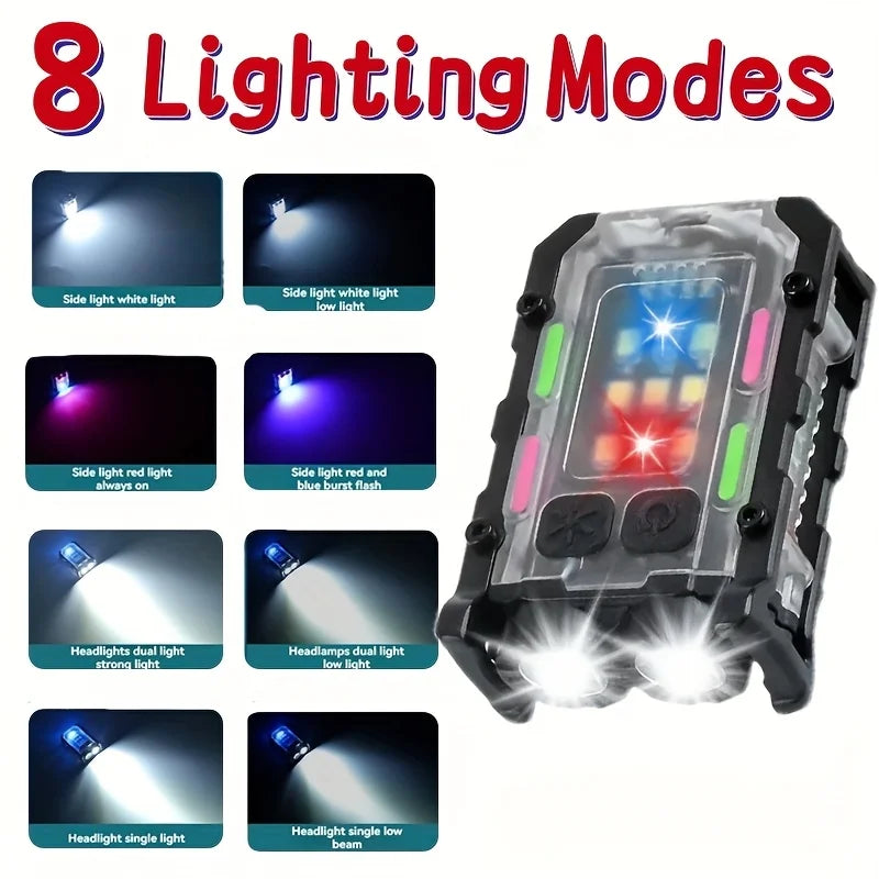 Rechargeable LED Flashlight with Clip, Magnetic Keychain Work Light, 8 Modes Lantern for Camping, Outdoors and Home Emergency