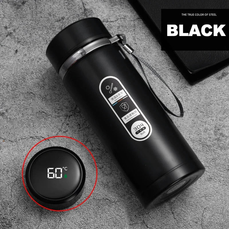 StainlessSteel Thermos Bottle with LED Temperature Display, 500-1000ML