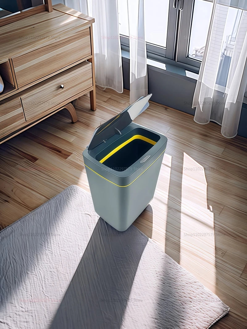15L Non-Contact Smart Sensor Trash Can Automatic Bagging Electric Bathroom Kitchen Smart Waste Bin for Home Office White