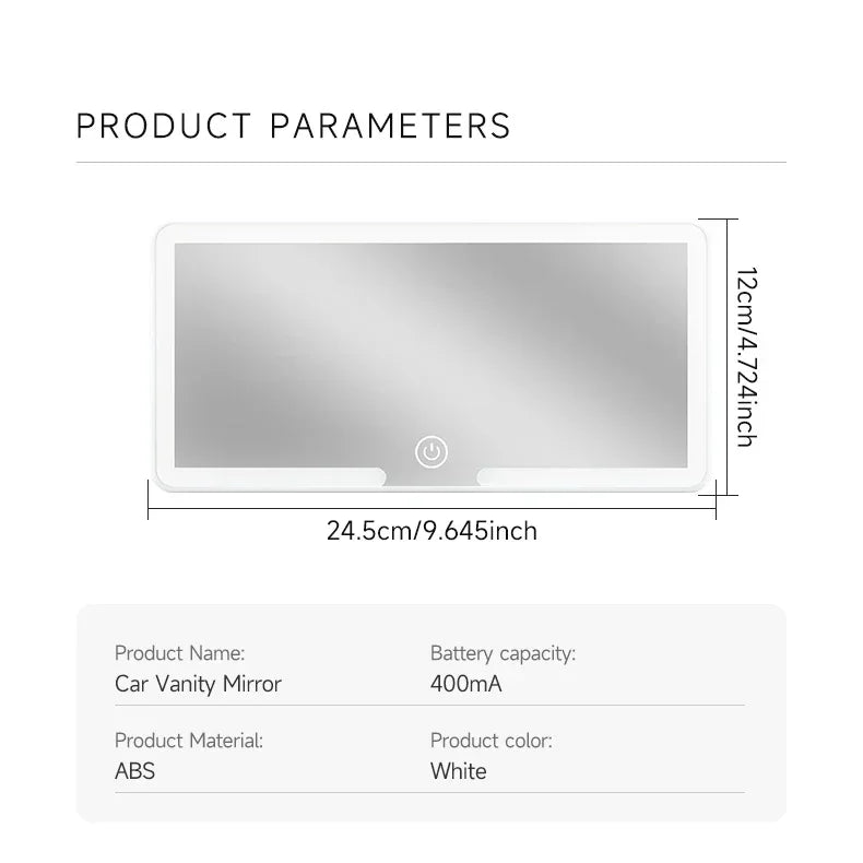 Car Sun Visor Vanity Mirror LED High-definition Vanity Mirror with 3 Light Modes Touch Screen Universal Car Vanity Mirror