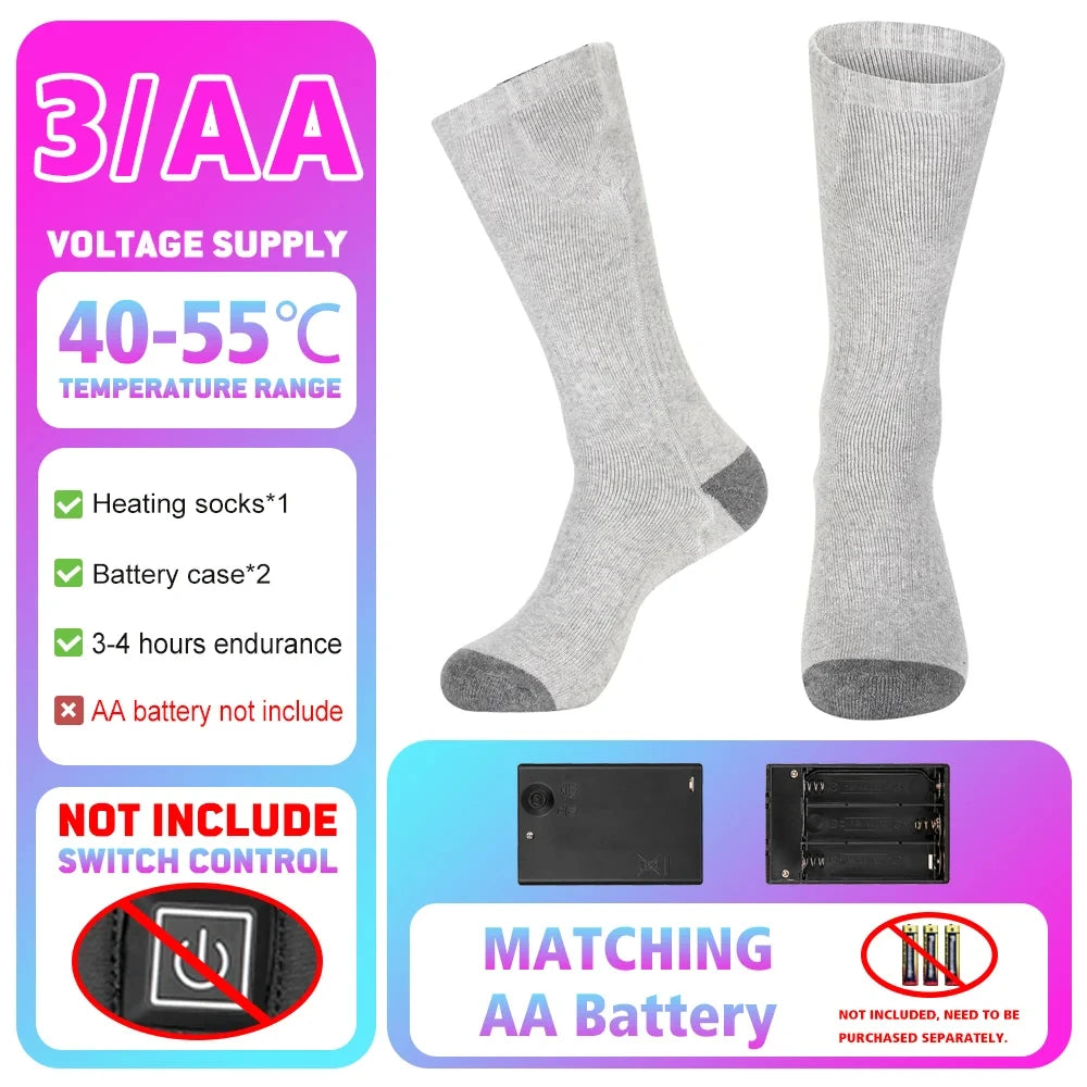 Winter Heated Sock Rechargeable Battery Stocking Men Women Electric Heating Ski Socks Sports Thermal Warmer Foot