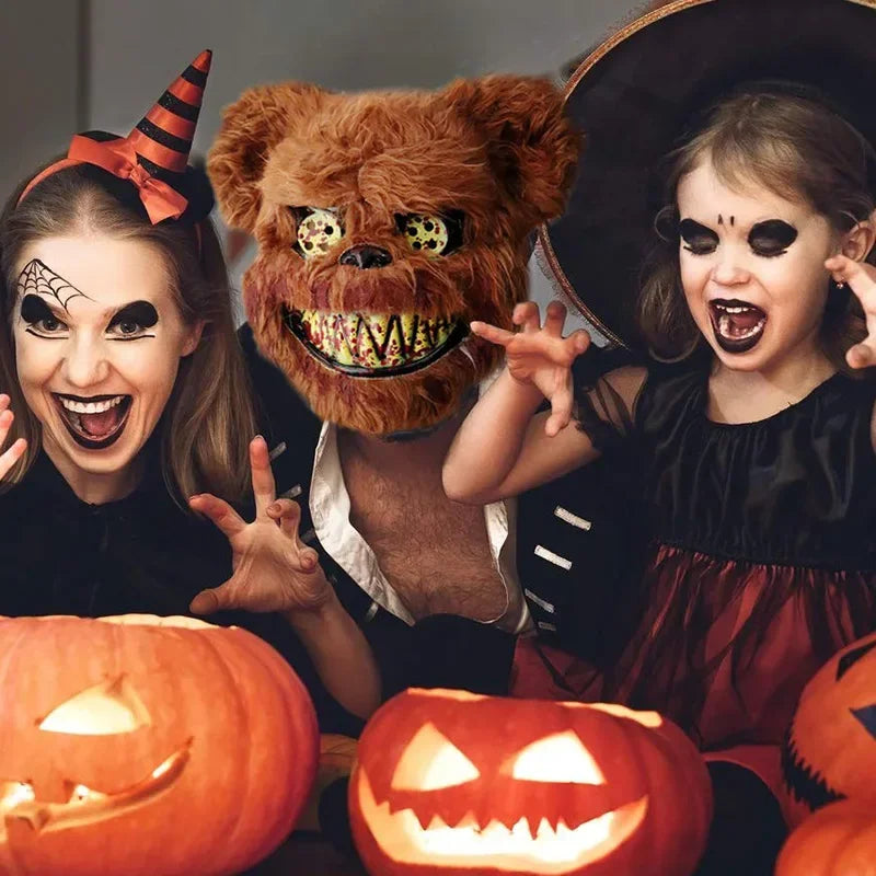 Cartoon Bear Rabbit Halloween Cosplay Face Mask Fancy Party Stage Make-up Scary Head Cover Carnival Costume Prop Masquerade Mask