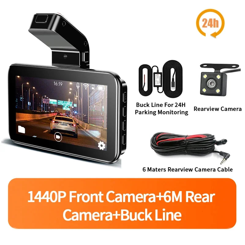 WIFI DVR Recorder Dashcam 1440P Dash Car Dash Cam Camera Dual Lens Built In G-Sensor Loop Recording Parking Monitoring