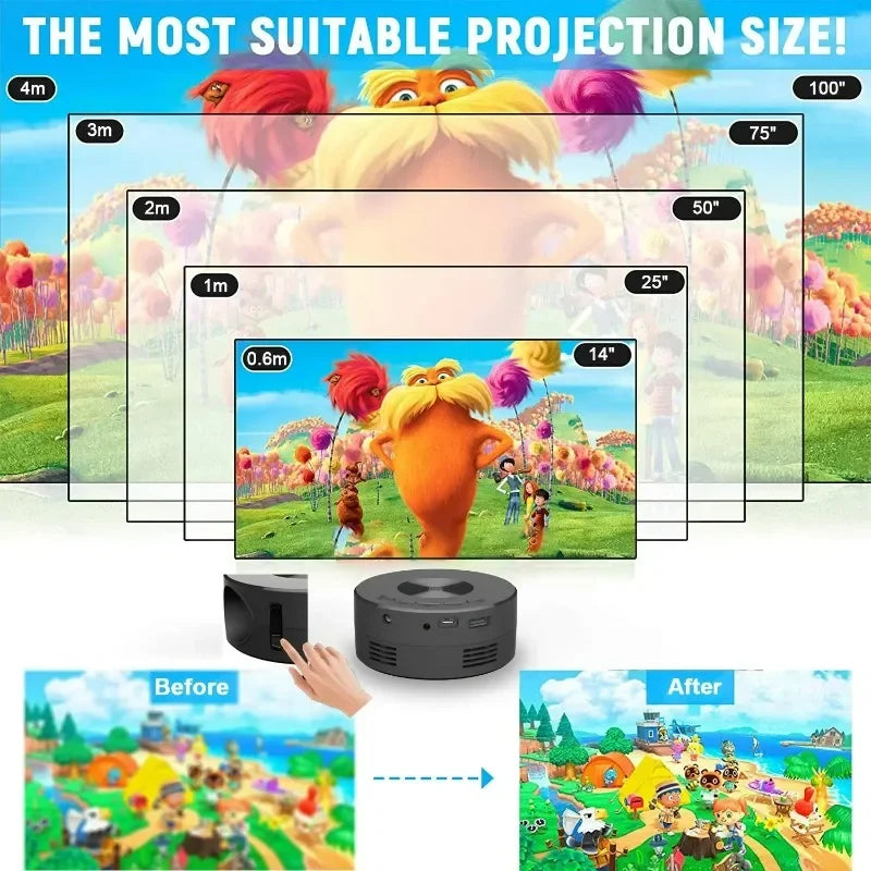 YT200 mini projector led mobile video home theater media player kids gift cinema wired same screen projector for iPhone Android