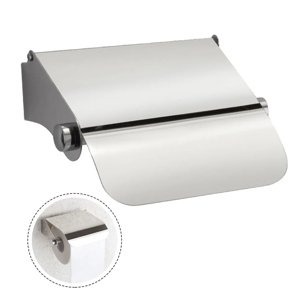 Toilet Roll Paper Holder Organizer Wall Mount Storage Stand Kitchen Bathroom No Drill Paper Stand Tissue Dispenser