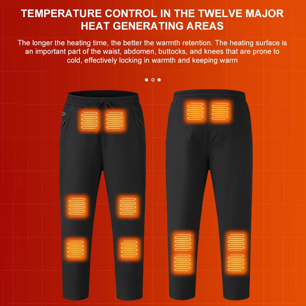 Thermal Pants Hoodie for Elastic Waist USB 5V Heating Pants 12 Heating Zone 3 Temperature Mode for Skiing Fishing Motorcycle