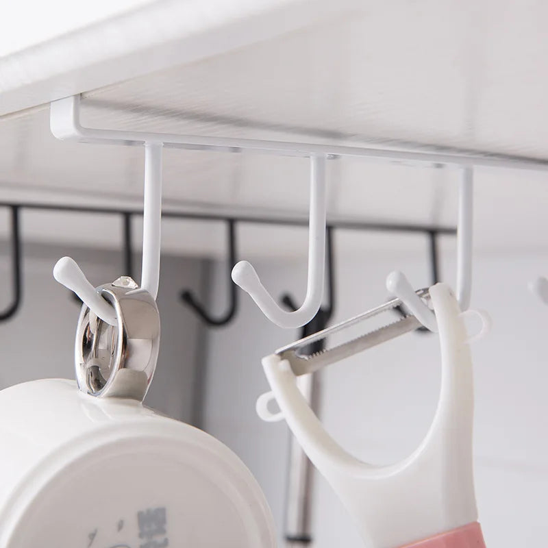 Space-Saver Mug & Wine Glass Holder - Easy Install, No-Drill Rack for Cabinet Organization