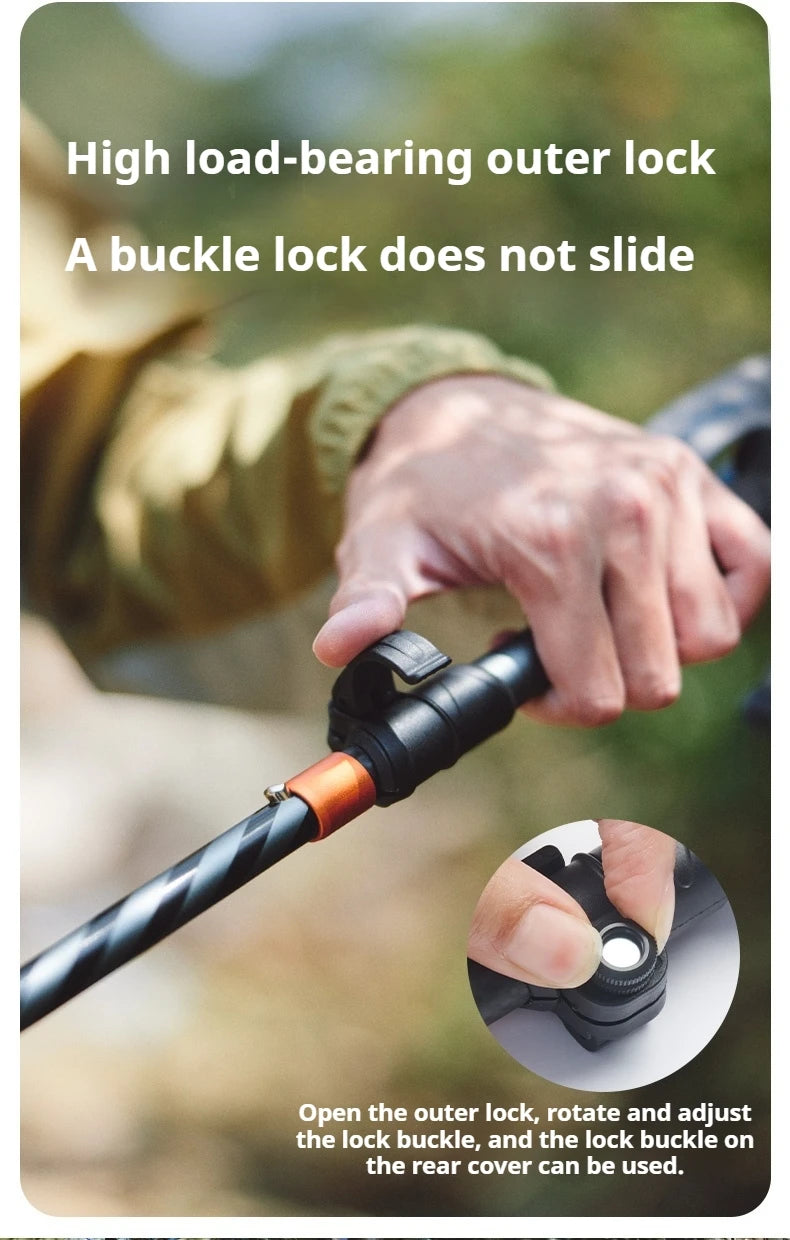 Naturehike 5-Section Walking Stick Pole Carbon Fiber Aluminum Alloy Folding Teleskopic Ultralight Trekking Hiking Canes UL Pro