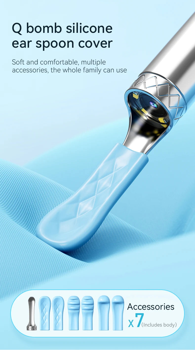 Wireless Ear Wax Removal With Camera Rechargeable Ear Cleaner 8 Megapixels Ear Check Camera with 6 Pcs Ear Spoon Set Canal Clean