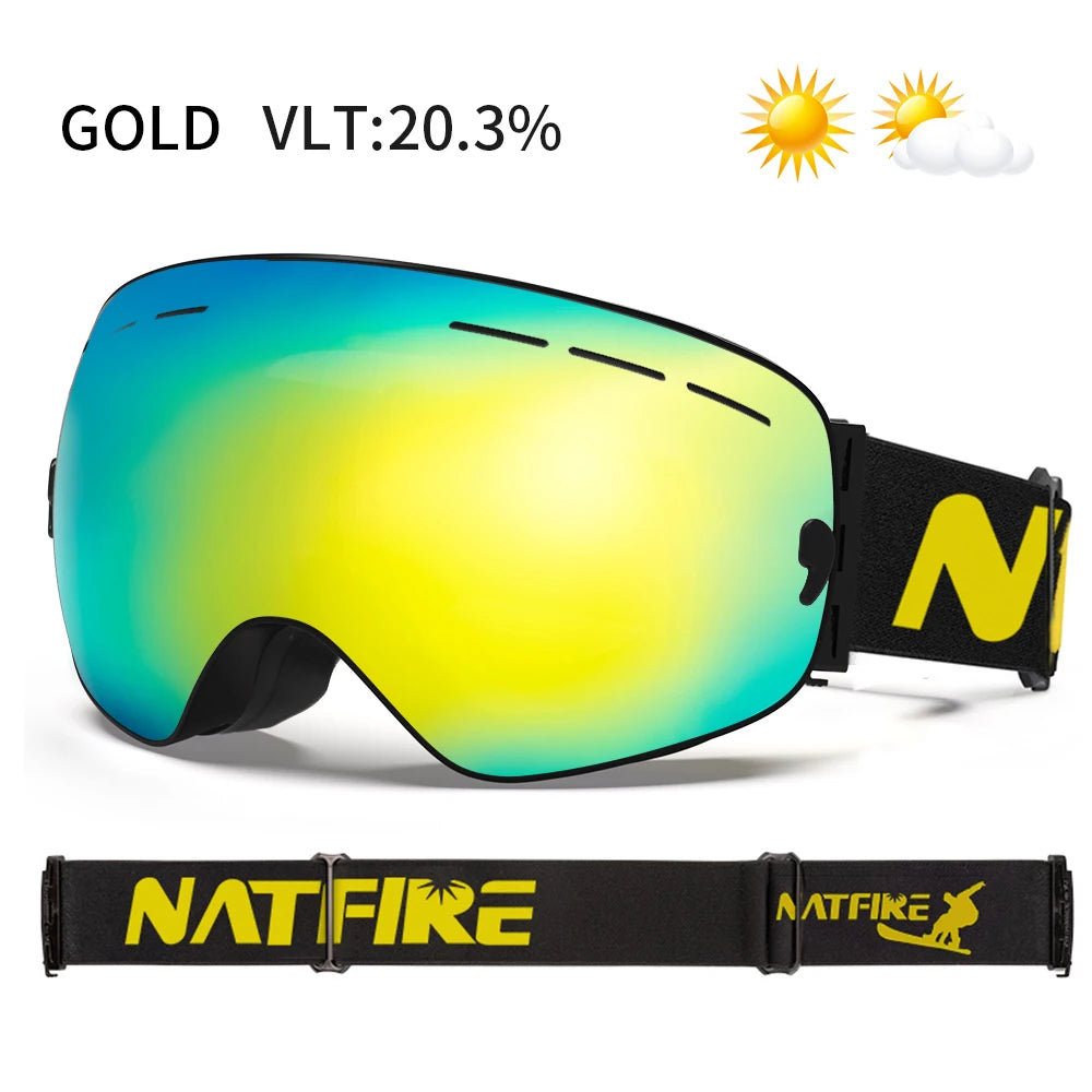 Snowboard Ski Goggles for Men Women UV400 Protection Anti-Fog Ski Glasses Ski Mask Big Face Snow Glasses Skiing Eyewear