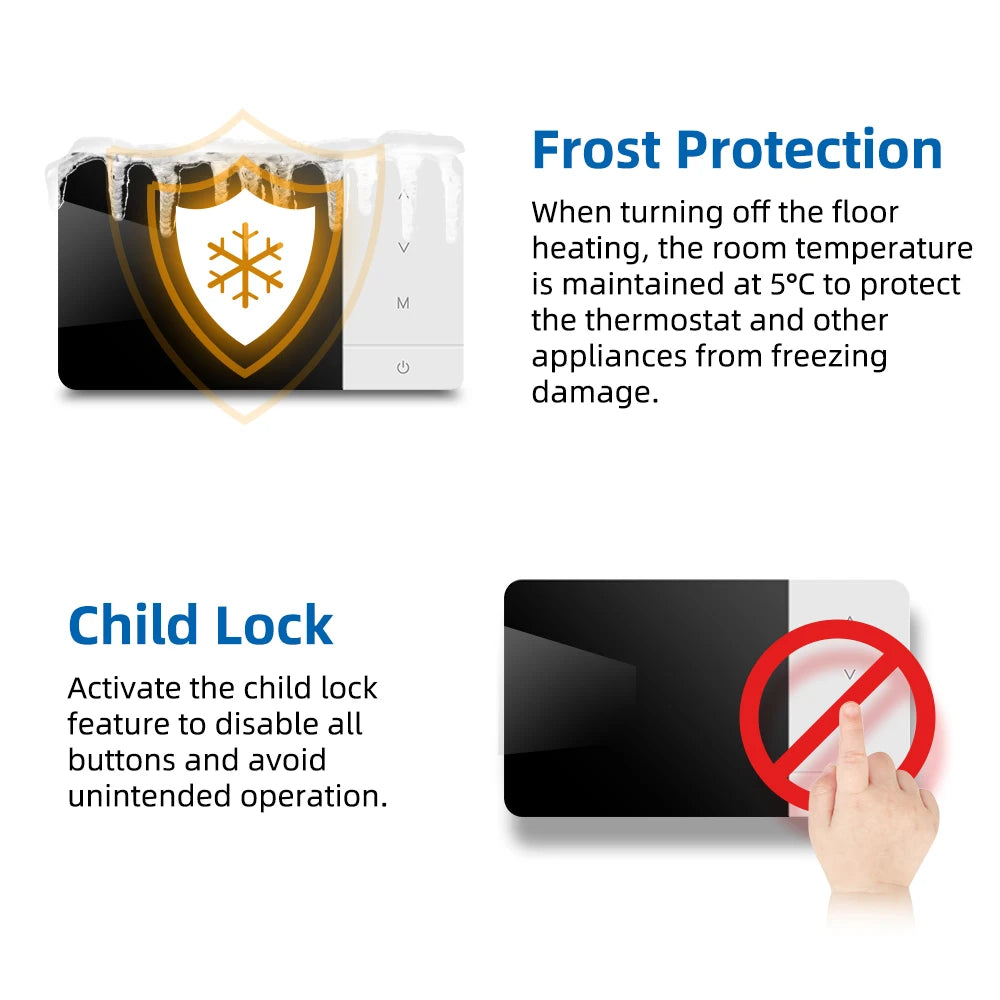 Smart Tuya WiFi Thermostat for Gas Boiler Heating /Cooling Powered by Battery/USB Works With Alexa Google Home