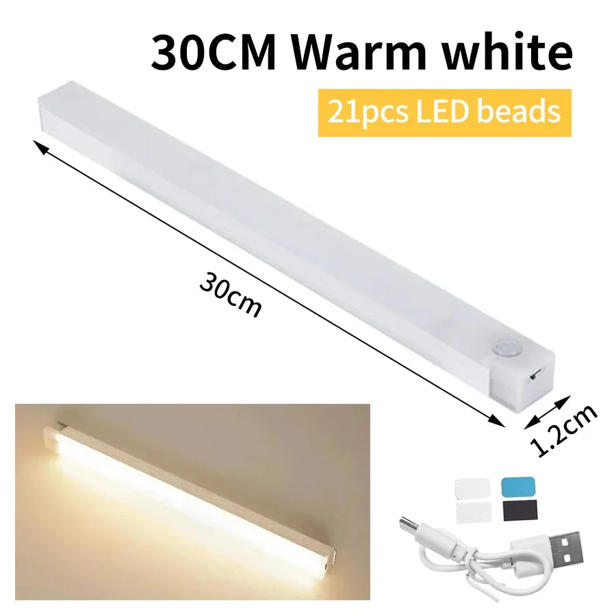 Motion Sensor LED Cabinet Light USB Rechargeable Wireless Night Lamp for Bedroom Kitchen Wardrobe Closet Staircase Lighting