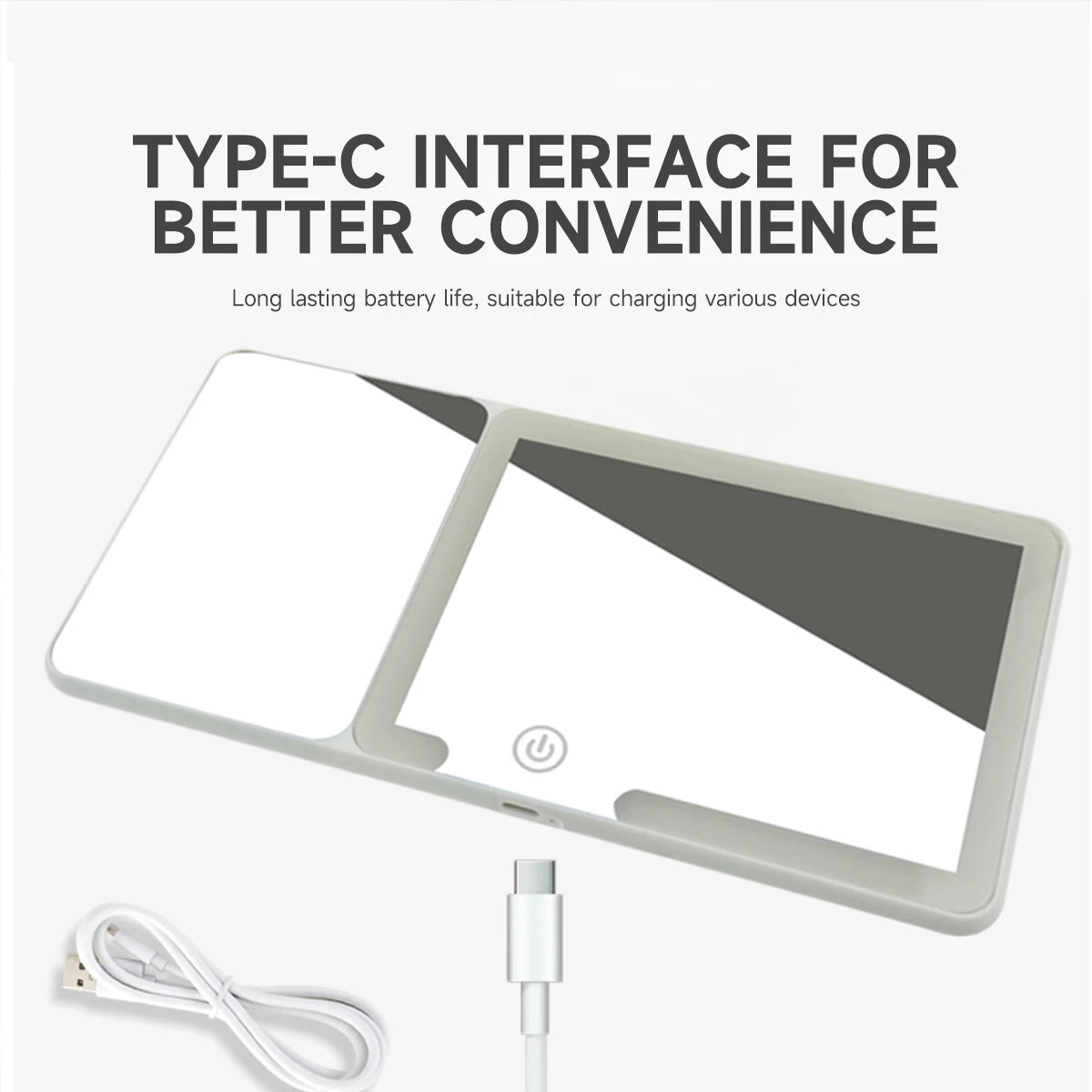 Car Sun Visor Makeup Mirror LED Touch Screen Adjustable Brightness Auto Interior Makeup HD Mirror with Magnifying Glass