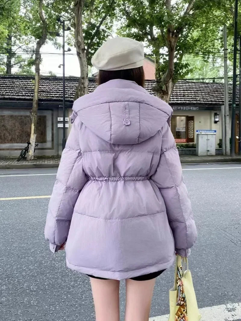 Puffer Jacket Women Warm Fashion Korean Mid-length Duck Down Coat Female 2024 New Winter White Duck Down Jacket Women