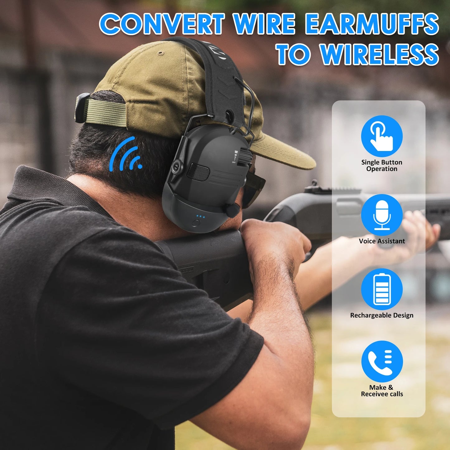 Bluetooth Tactical Electronic Shooting Earmuff Anti-noise Headphone Sound Amplification Wireless Hearing Protection Headset