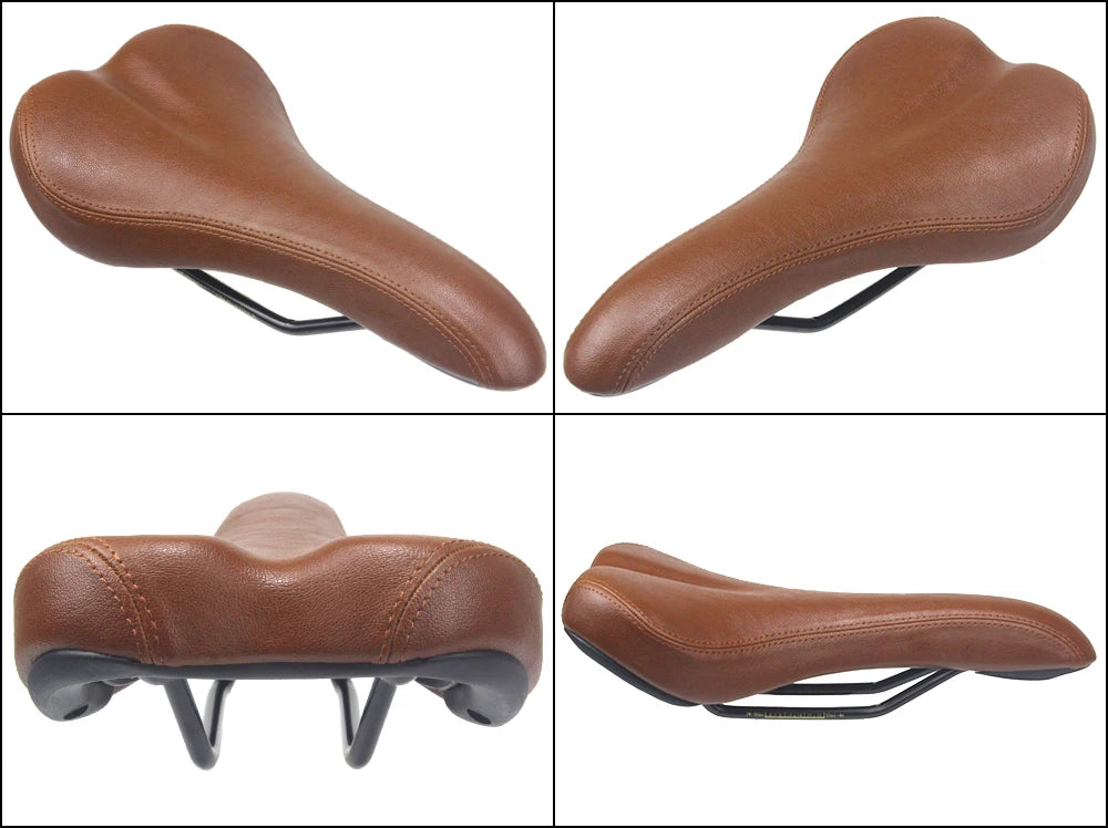 HEPPE MTB Road Bike Saddle Vintage Bike Seat Classical Cycling Saddle Retro Cushion Brown PU Leather Bike Saddle Bike Parts