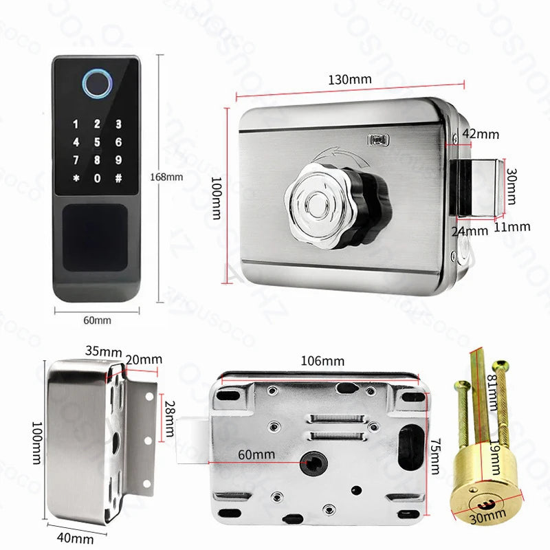 Tuya Wifi Waterproof Outdoor Smart Door Lock TTLock App Fingerprint Lock Card Code Remote Unlock Keyless Digital Electronic Lock