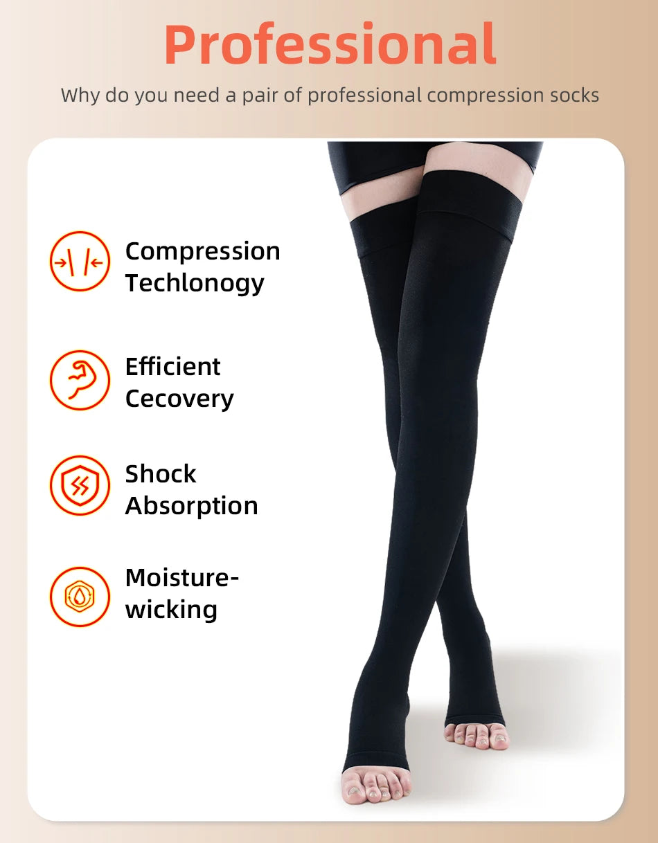 23-32mmHg Elastic Nursing Compression Stocking Unisex Medical Class 2 Pressure Stockings Sleep Feet Varicose Vein Sock