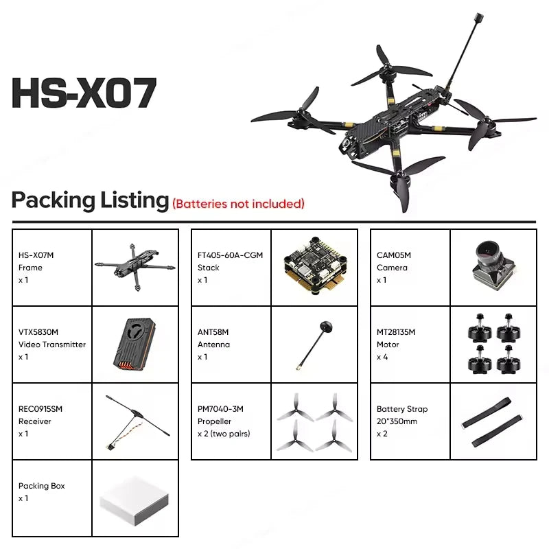 7 Inch Drone profesional Quadcopter Aerial Original FPV Racing HS-X07M drones 4k with HD Camera GPS RC Helicopter FPV Drone